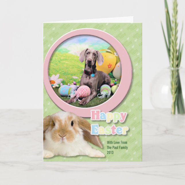 Cartão De Festividades Páscoa - Weimaraner - Ben (Frente)