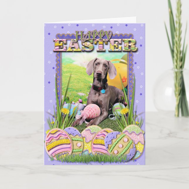 Cartão De Festividades Páscoa - Weimaraner - Ben (Frente)