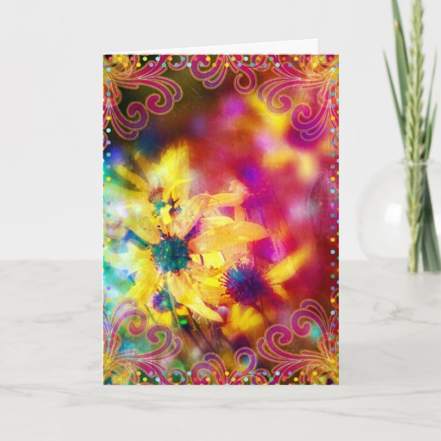 Cartão De Festividades Páscoas Flores de Arte Digital (Frente)