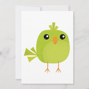Cartão De Festividades Passarinho Verde Fofo Desenho Animado