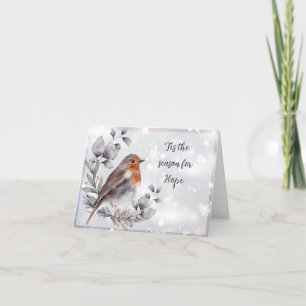 Cartão De Festividades Pássaro aquarela e neve personalizado