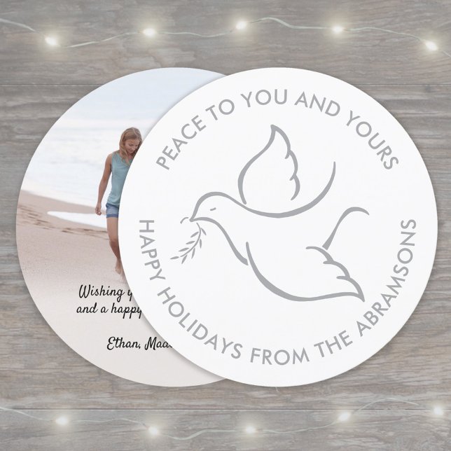 Cartão De Festividades Pássaro da Paz Moderna Dove Unitária Rodada Um Fot (Criador carregado)