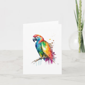 Cartão De Festividades Pássaro de papagaio B Retrato em Aquarelas e Canet