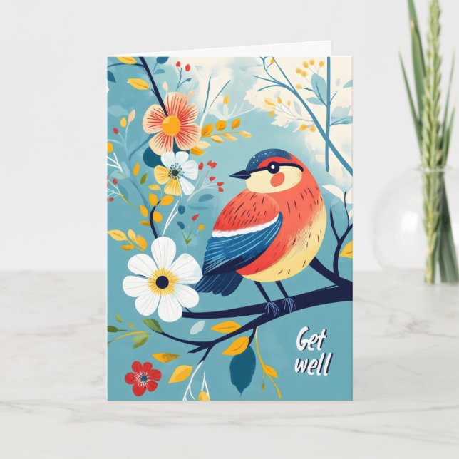 Cartão De Festividades Pássaro Primavera (Frente)