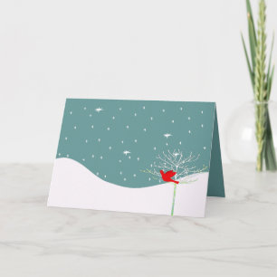 Cartão De Festividades Pássaro Vermelho de Natal
