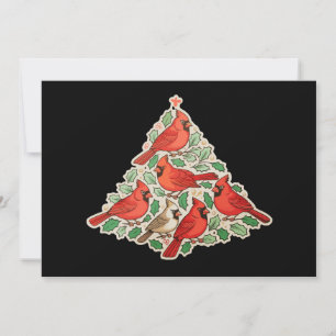 Cartão De Festividades Pássaros Cardinal Árvore de Natal Festa de Natal F