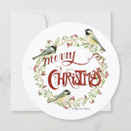Cartão De Festividades Pássaros de frango com aquarela Feliz Fúria de Nat