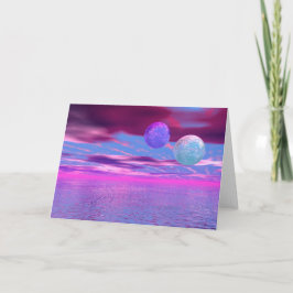Cartão De Festividades Pássaros do Amor - Abstrato Rosa e Paixão Roxo