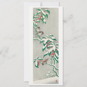 Cartão De Festividades Pássaros em um galho nevado