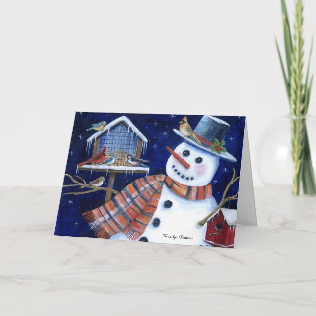 Cartão De Festividades Pássaros Felizes Feriados (Frente)