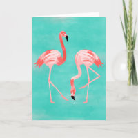 Pássaros Flamingo no Fundo Turquesa