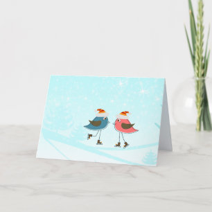 Cartão De Festividades Pássaros Imaginosos Pássaros Pescando Papai Noel n