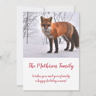 Cartão De Festividades Pássaros Raposa No Natal Da Neve
