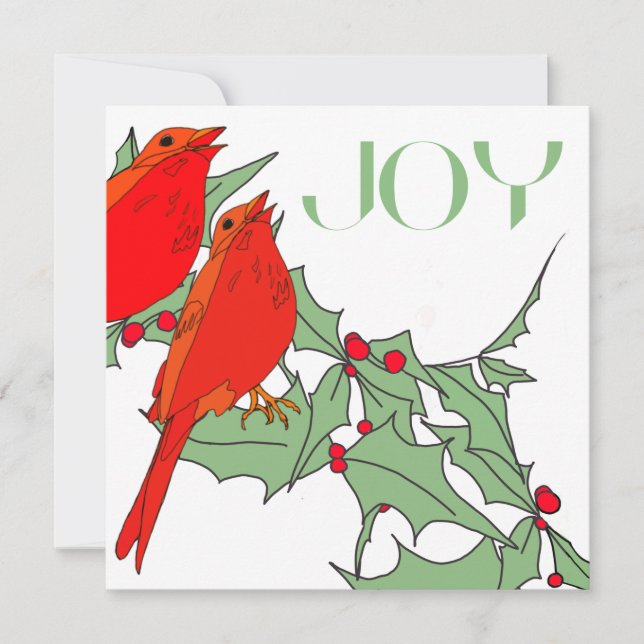 Cartão De Festividades Pássaros Vermelhos (Frente)