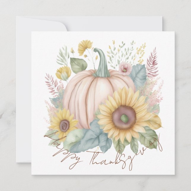 Cartão De Festividades Pastel-abóbora e boho-floral (Frente)