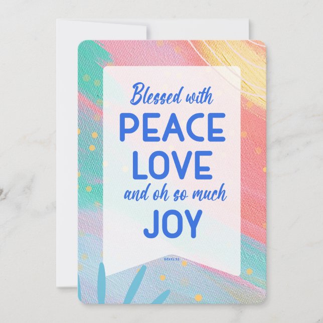 Cartão De Festividades Pastel Abstract Peace Love Joy Christmas Card (Frente)