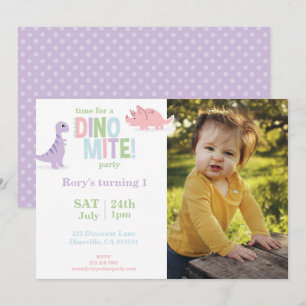 Cartão De Festividades Pastel Baby Dinosaur Kids Festa de aniversário de
