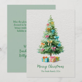 Cartão De Festividades Pastel Bows Christmas Tree Holiday Card