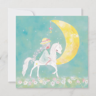 Cartão De Festividades Pastel Celestial Pony and Crescent Moon