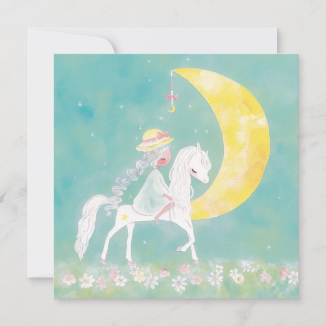 Cartão De Festividades Pastel Celestial Pony and Crescent Moon (Frente)