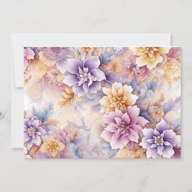 Cartão De Festividades Pastel Floral Card Pack x 10 (Frente)