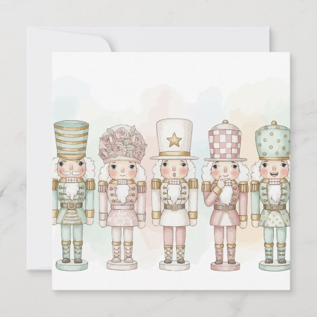 Cartão De Festividades Pastel Nutcracker Toy Collection Watercolor card (Frente)