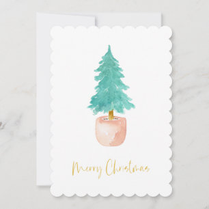 Cartão De Festividades Pastel Pink Farmhouse Check Potter Tree de Natal