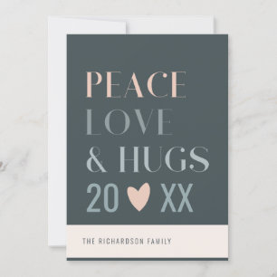 Cartão De Festividades Pastel Scandi Rubor Cinza Paz Amor & Abraços 2023