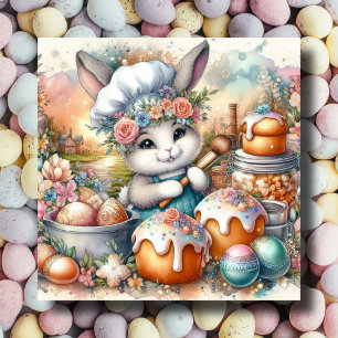 Cartão De Festividades Pastel Watercolor Chef Páscoas