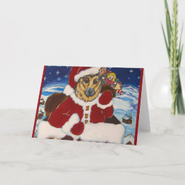 Cartão De Festividades Pastor Alemão Papai Noel