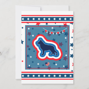 Cartão De Festividades Pastor Alemão Patriótico Vermelho Branco Azul 4 de