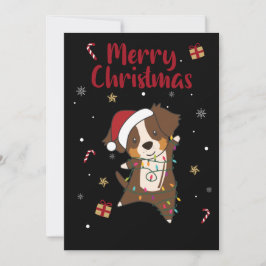 Cartão De Festividades Pastor Australiano Feliz Natal Inverno