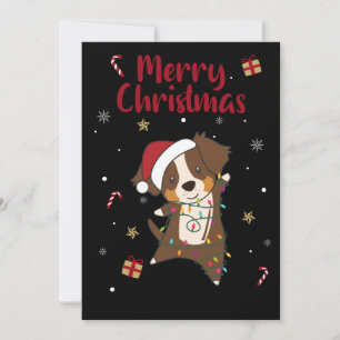 Cartão De Festividades Pastor Australiano Feliz Natal Inverno