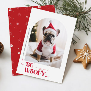 Cartão De Festividades Pata Impressão Vermelho Simples Foto de Cachorro N