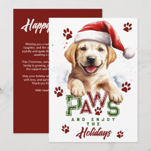 Cartão De Festividades Patas Aproveitem as Festas Labrador Chapéu do Papa