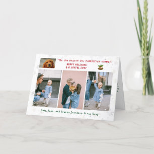 Cartão De Festividades Patas Divertidas Cachorro Gato 4 Fotos Minimalista
