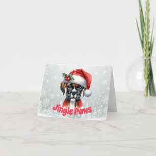 Cartão De Festividades Patas Tilintantes e Alegria do Cão Boxer