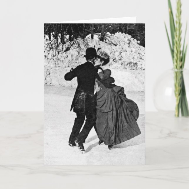 Cartão De Festividades Patinação no Gelo (Frente)