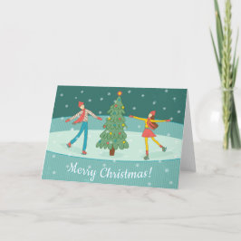 Cartão De Festividades Patinagem retro