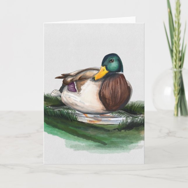 Cartão De Festividades Pato artesanal em poço (estilo Beatrix Potter) (Frente)