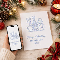 Pato de Natal Família Desenho azul moderno