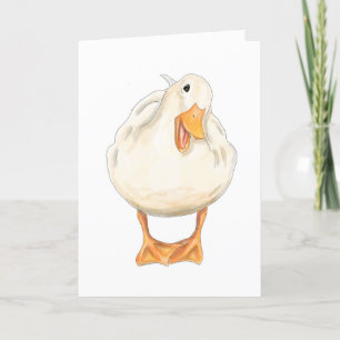 Cartão De Festividades Pato Feliz, Animal Gato, Fita à mão, aquarela