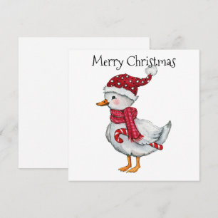 Cartão De Festividades Pato festivo com chapéu de Papai Noel