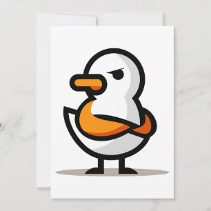 Cartão De Festividades Pato Mal-Humorado Mascote de Desenho Minimalista