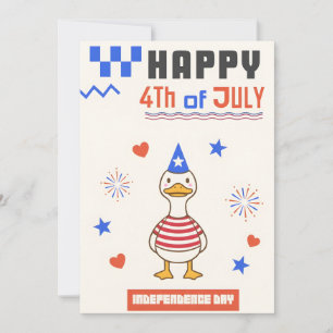 Cartão De Festividades Pato Patriótico Feliz 4 de Julho Independência EUA