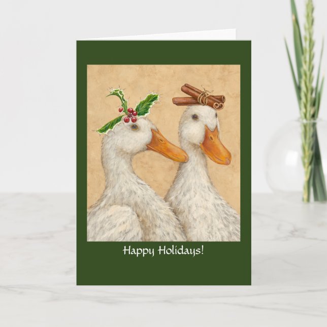 Cartão De Festividades Patos de NatalCartão de Férias Dobrado (Frente)