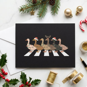 Cartão De Festividades Patos Engraçados de Natal Atravessando o Design de