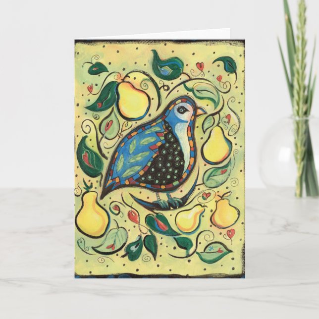 Cartão De Festividades Patridge in a Pear Tree Illustrated Christmas Card (Frente)