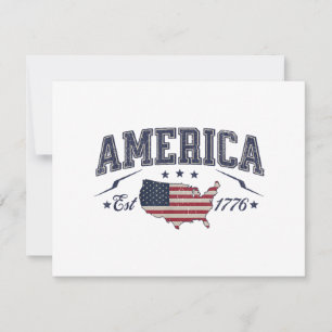 Cartão De Festividades Patriotic American Flag USA Est 1776 4th de julho