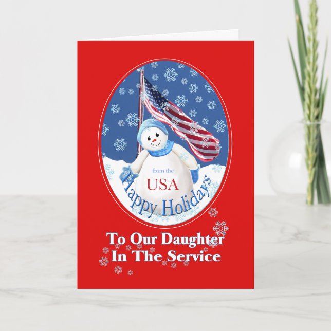 Cartão De Festividades Patriotic Christmas Card for Daughter in Military (Frente)